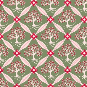 tree of life trellis on sage green | medium