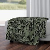 Wolves and owls - dark greens - large