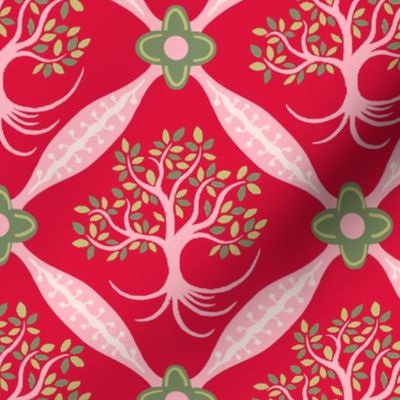 tree of life trellis on ruby red | small