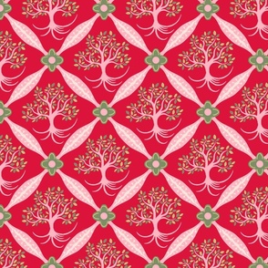 tree of life trellis on ruby red | small