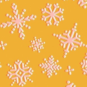 Snowflakes (Mid Size) - Pale pink and gold snowflakes repeat pattern