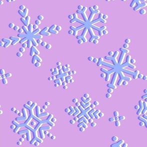 Snowflakes (Mid Size) - Winter repeat pattern in blue and violet overlapping snowflakes