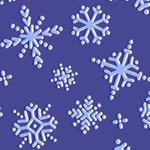 Snowflakes (Mid Size) - Overlapping blue snowflakes in repeat pattern