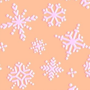 Snowflakes (Mid Size) - Snow repeat pattern pale pink and peach. Sweet for baby girl's first christmas