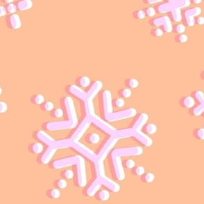 Snowflakes (XL Size) - Pale peach and pink snow fall winter fabric design