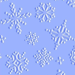 Snowflakes (Mid Size) - Blue snow flakes winter fabric repeat pattern