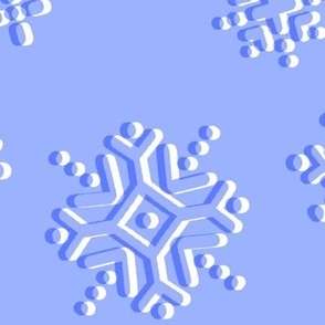 Snowflakes (XL Size) - Oversizes snowflakes in blue on blue snowy repeat pattern