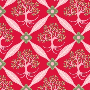 tree of life trellis on cherry red | small