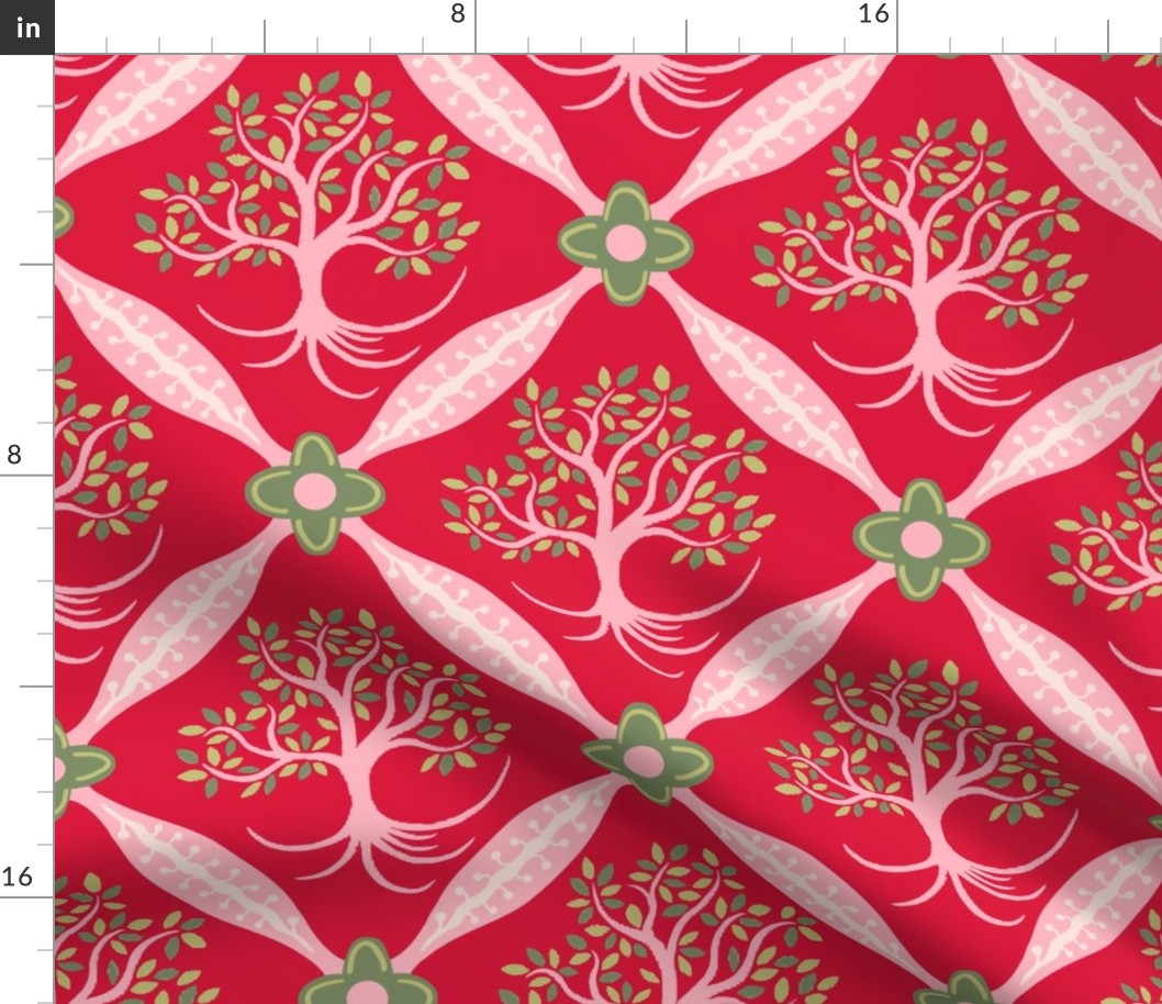 tree of life trellis on cherry red | small