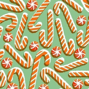 Candy Canes (Mid Size) - Christmas Sweets in red and green repeat pattern