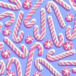 Candy Canes (Mid Size) - Bright sweet treats in Christmas pink and blue