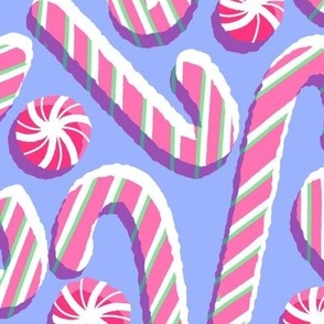 Candy Canes (XL Size) - Oversized candy repeat pattern in pink and blue