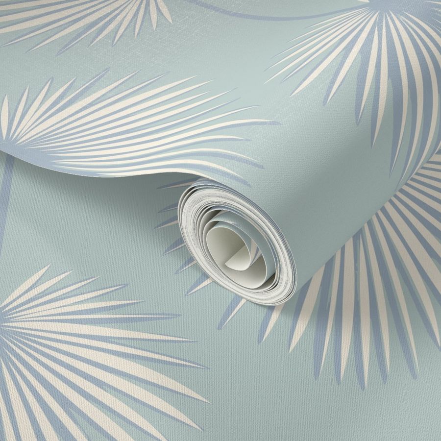 Coastal chic palm leaves Seafom and Soft Blue