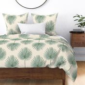 Coastal chic palm green and blue leaves on cream