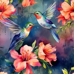 Hummingbirds watercolor background
