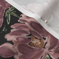 Jumbo - Watercolour Mauve Garden Florals - Texture - Charcoal