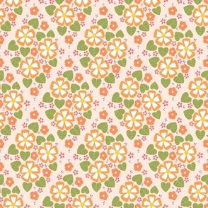 Whimsical Peach Fuzz Diamond Blossoms: Charming Floral Pattern for Spring Fashion and Home Decor