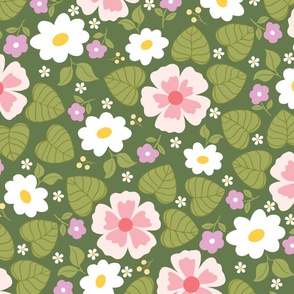Whimsical Blush Pink Blossoms: Charming Floral Pattern for Spring Fashion and Home Decor