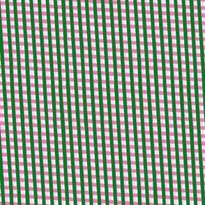 Diagonal Grid - Holiday geometric grid repeat print in dark green, white, and pink