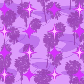 Mid-Century Modern Palms - Purple Paradise