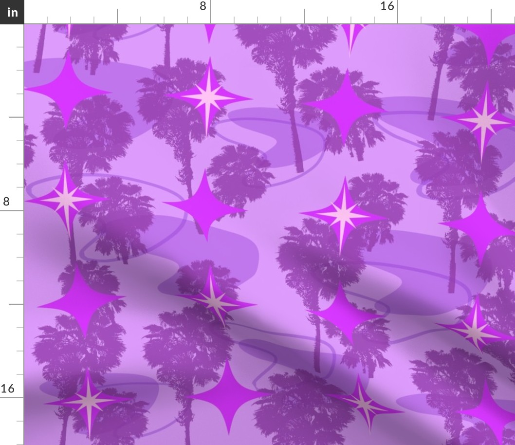Mid-Century Modern Palms - Purple Paradise