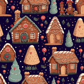 Gingerbread Cookie Pattern_Dark Blue