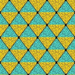 80s green and yellow squiggle diamond tile /medium