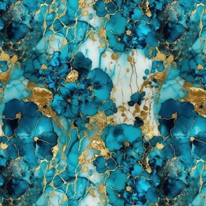 Small Turquoise and Gold Alcohol Ink 4