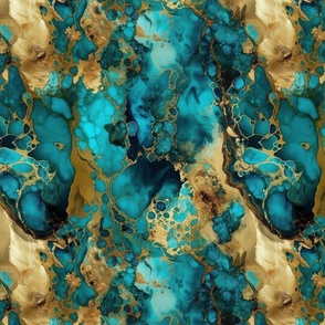 Small Turquoise and Gold Alcohol Ink 4