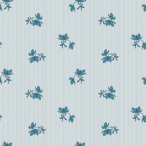 Vintage Floral Stripes Ditsy Blue