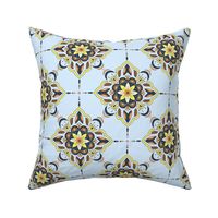 Floral Medallion Brown Yellow Light Blue small