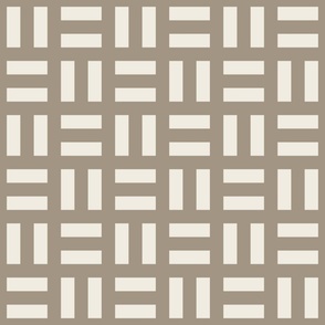 medium scale // parquet - creamy white_ khaki brown - simple clean geometric // 6 inch repeat