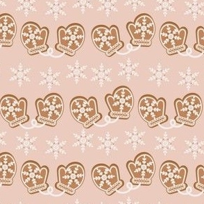 gingerbread mitten cookies on pink 4x4