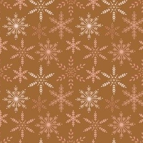 Pink snowflakes on brown 3x3