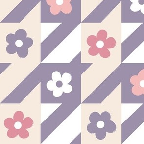 Floral Houndstooth | LG Scale | Purple, Pink