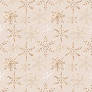 Brown snowflakes on tan 3x3