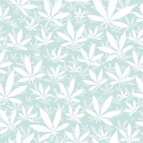 Bigger Scale Marijuana Cannabis Leaves White on Sea Glass