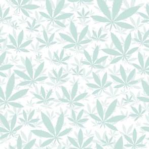 Bigger Scale Marijuana Cannabis Leaves Sea Glass on White