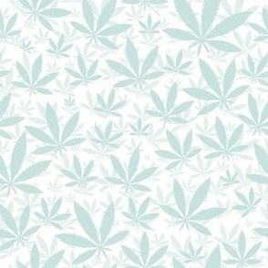 Smaller Scale Marijuana Cannabis Leaves Sea Glass on White
