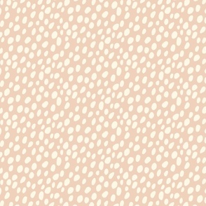 Dalmatian Spots: cream dots and spots on blush pink background.