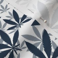 Bigger Scale Marijuana Cannabis Leaves Navy on White