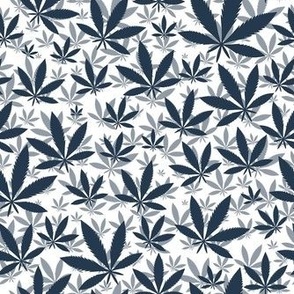 Smaller Scale Marijuana Cannabis Leaves Navy on White