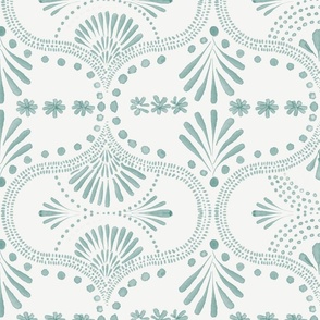 Modern geometrical watercolor style boho  pattern in vintage teal green /medium/large O