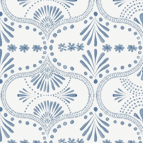 Modern geometrical watercolor style boho  pattern in  indigo navy blue  - Medium /large O