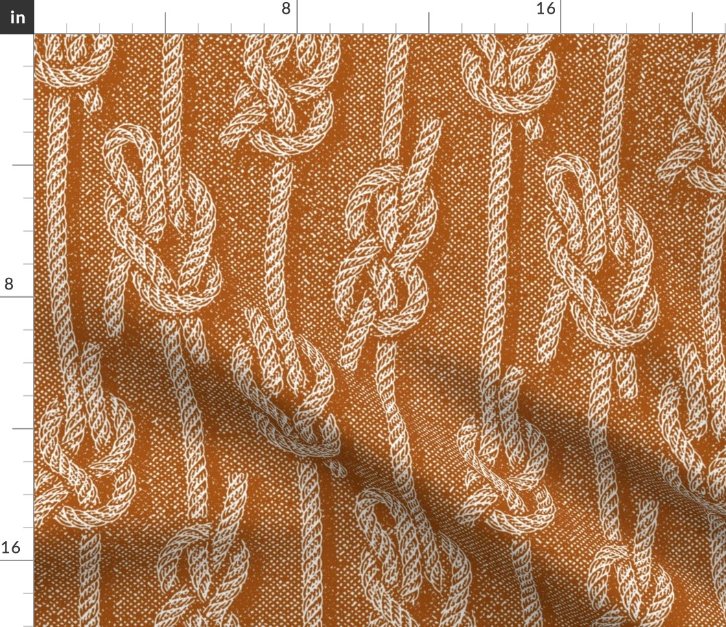 Rustic Vintage Boating Knots Print - Cinnamon - Medium Scale