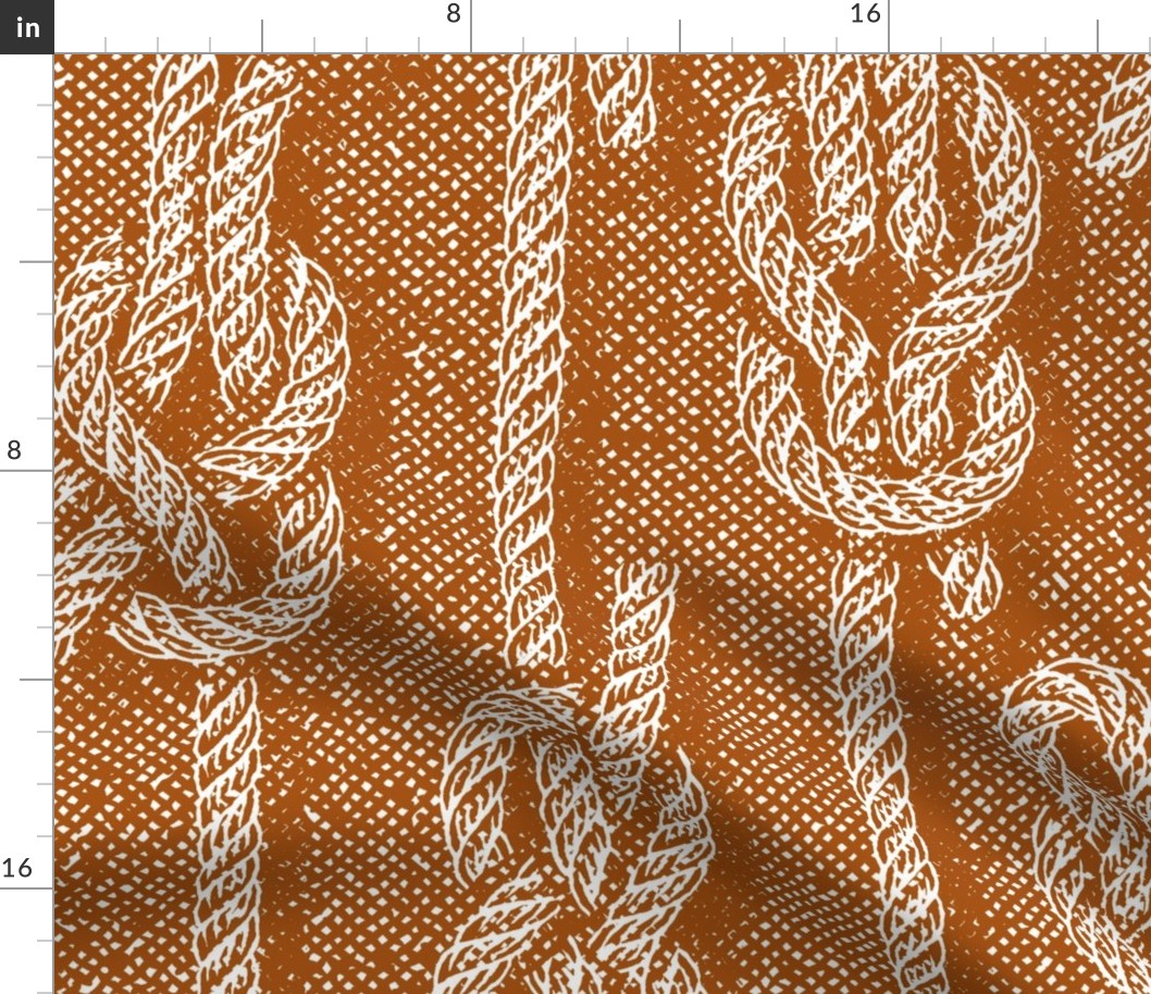 Rustic Vintage Boating Knots Print - Cinnamon - Large Scale