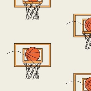 jumbo orange basketball in the hoop