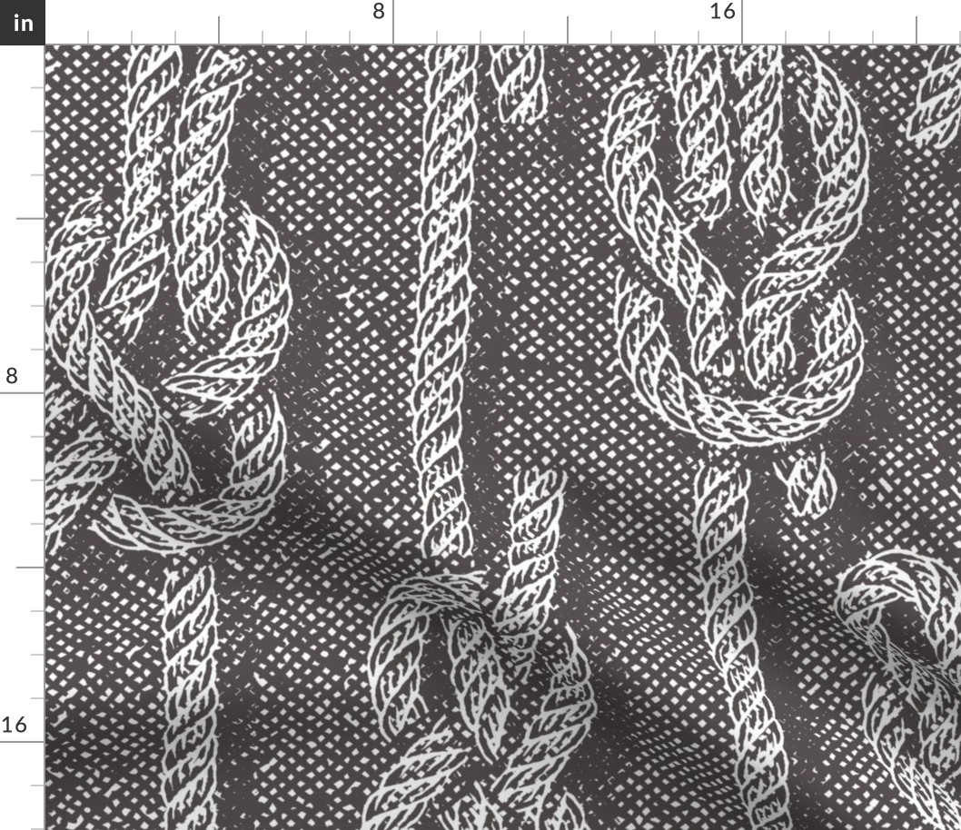 Rustic Vintage Boating Knots Print - Mocha - Large Scale