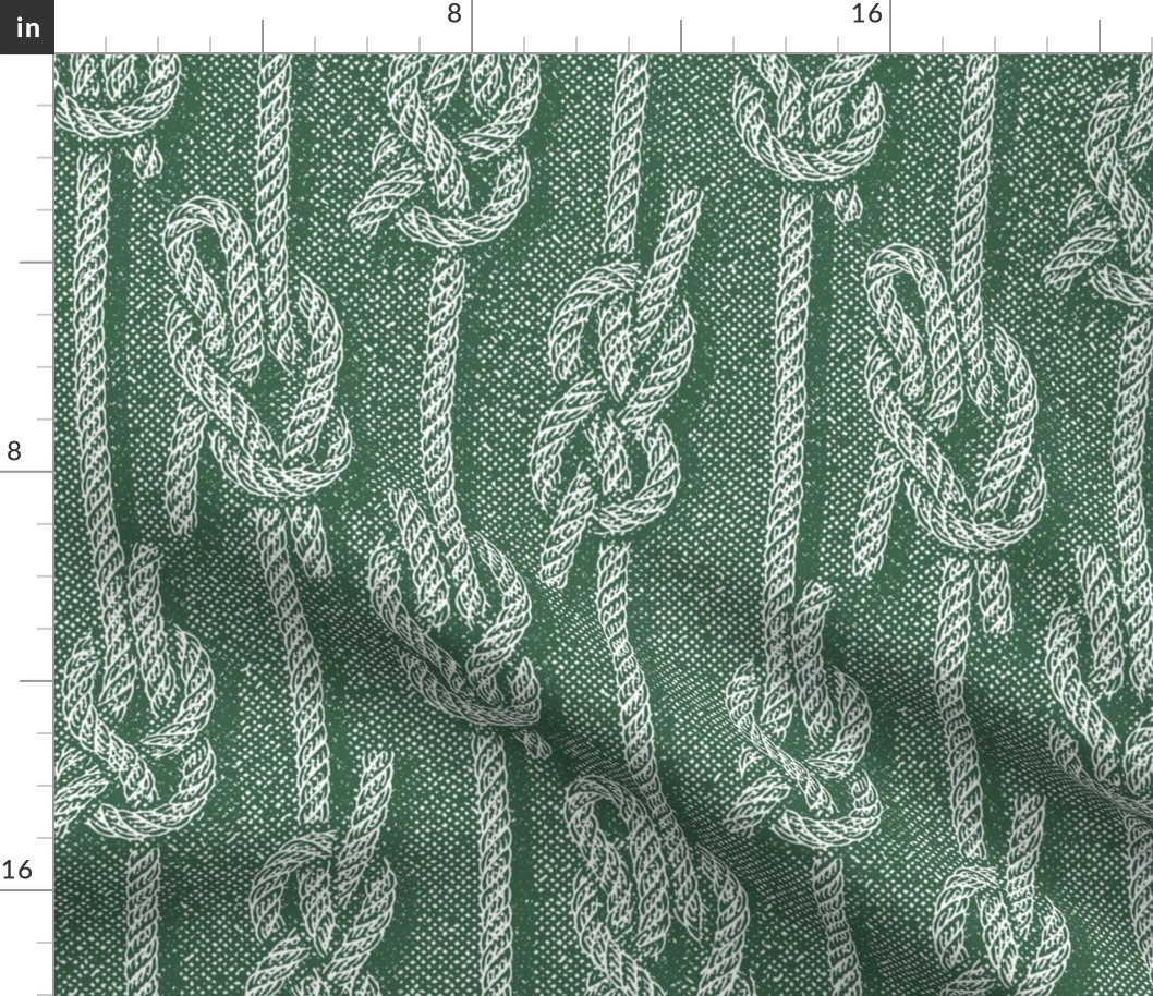 Rustic Vintage Boating Knots Print - Green - Medium Scale