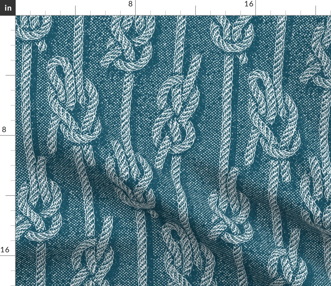 Rustic Vintage Boating Knots Print - Blue - Medium Scale